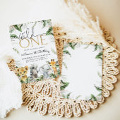 Wild One Safari Dieren 1e Verjaardag Jongens Invit Kaart