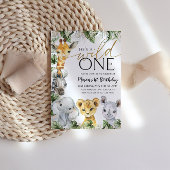 Wild One Safari Dieren 1e Verjaardag Jongens Invit Kaart