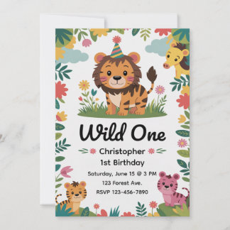 Wild One Safari Dieren 1e Verjaardag | Jungle Kaart