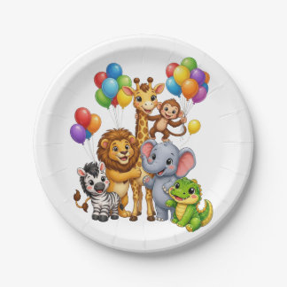 Wild One Safari Dieren 1e Verjaardagsfeest Papier  Papieren Bordje