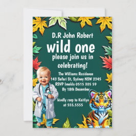 Wild One Safari Dieren 1e Verjaardagsfeestje Invit Kaart