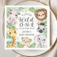 Wild One Safari Dieren Baby Shower Geslacht Neutra