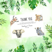 Wild One Safari Dieren Baby Shower HARTELIJK DANK