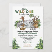 Wild One Safari Dieren Baby Shower Kaart (Voorkant)
