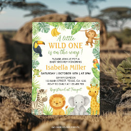 Wild One Safari Dieren Baby Shower Kaart