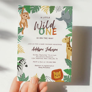Wild One Safari Dieren Baby Shower Kaart