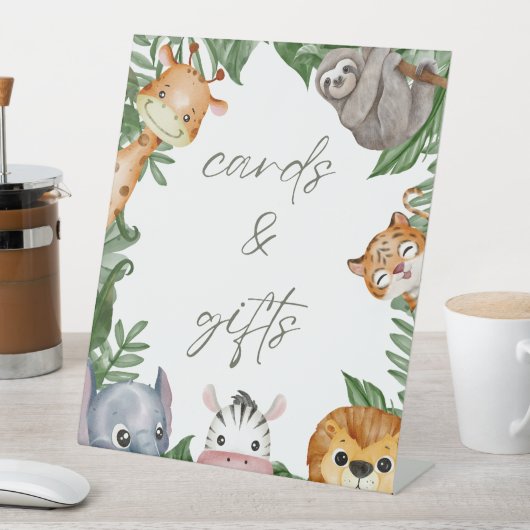 Wild One Safari Dieren Baby shower Kaarten & Gesch Reclamebord Met Voetstuk (Insitu)