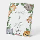 Wild One Safari Dieren Baby shower Kaarten & Gesch Reclamebord Met Voetstuk (Voorkant)