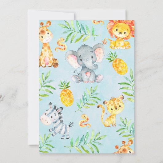 Wild one safari dieren baby shower uitnodiging (Achterkant)