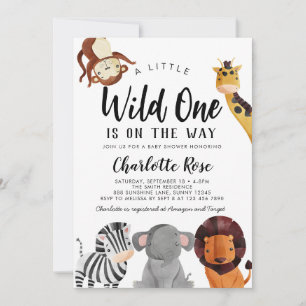 Wild One Safari Dieren Baby shower Uitnodiging JON