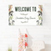 Wild One Safari Dieren Baby shower Welkom Spandoek (Insitu)