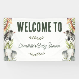 Wild One Safari Dieren Baby shower Welkom Spandoek