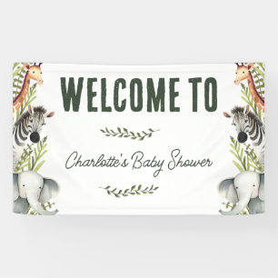 Wild One Safari Dieren Baby shower Welkom Spandoek