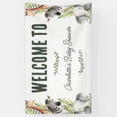 Wild One Safari Dieren Baby shower Welkom Spandoek (Verticaal)
