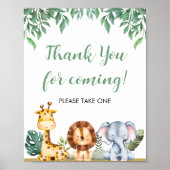 Wild ONE Safari Dieren Bedankt voor uw komst Sign Poster (Voorkant)