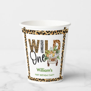Wild One Safari Dieren Eerste Verjaardag Jongen  Papieren Bekers