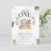 Wild One Safari Dieren Eerste Verjaardag voor Kind Kaart (Staand voorkant)