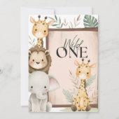 Wild One Safari Dieren Eerste Verjaardag voor Kind Kaart (Achterkant)
