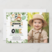 Wild One Safari Dieren Foto Verjaardag Uitnodiging (Voorkant)