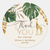Wild one Safari dieren giraffe Verjaardag Dank u Ronde Sticker (Voorkant)