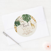 Wild one Safari dieren giraffe Verjaardag Dank u Ronde Sticker (Envelop)