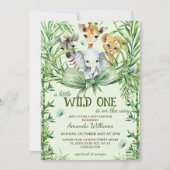 Wild One Safari Dieren Groen Baby shower Kaart (Voorkant)