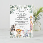 Wild One Safari Dieren Groen Baby shower Kaart (Staand voorkant)
