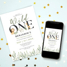 Wild One Safari Dieren Jongen 1e Verjaardagsfeest