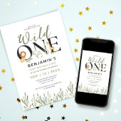 Wild One Safari Dieren Jongen 1e Verjaardagsfeest Kaart