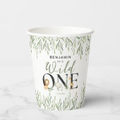 Wild One Safari Dieren Jongen 1e Verjaardagsfeest Papieren Bekers (Achterkant)