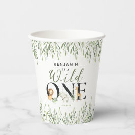 Wild One Safari Dieren Jongen 1e Verjaardagsfeest Papieren Bekers