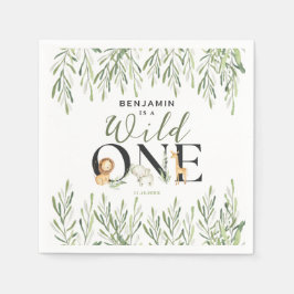 Wild One Safari Dieren Jongen 1e Verjaardagsfeest Servet