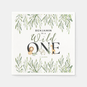 Wild One Safari Dieren Jongen 1e Verjaardagsfeest Servet