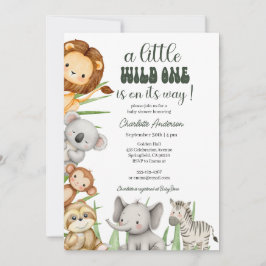 Wild One Safari Dieren Jongen Baby Borrel Kaart