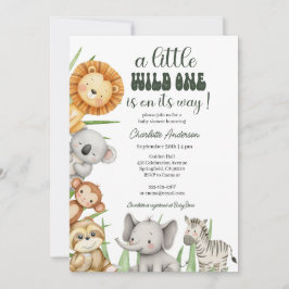 Wild One Safari Dieren Jongen Baby Borrel Kaart