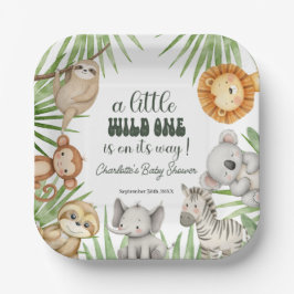 Wild One Safari Dieren Jongen Baby Borrel Papieren Bordje