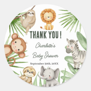 Wild One Safari Dieren Jongen Baby Borrel Ronde Sticker