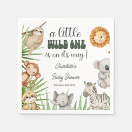 Wild One Safari Dieren Jongen Baby Borrel Servet