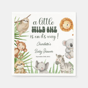 Wild One Safari Dieren Jongen Baby Borrel Servet