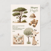 Wild One Safari Dieren Jongen Baby Raffle Diapper Informatiekaartje (Voorkant)