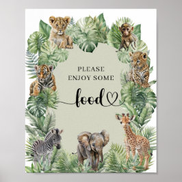Wild One Safari Dieren Jongen Baby shower voedsel  Poster
