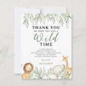 Wild One Safari Dieren Jongen Verjaardag Minimalis Bedankkaart (Voorkant)