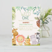 Wild One Safari Dieren Jongen Verjaardagsfeestje I Kaart (Staand voorkant)