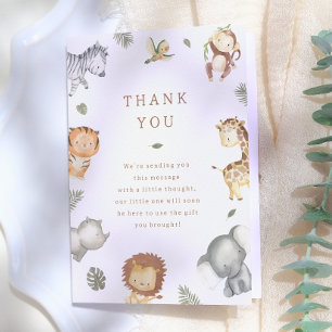 Wild One Safari Dieren Jongens Baby Shower Bedankkaart