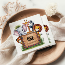 Wild One Safari Dieren Jongens Baby Shower Servet