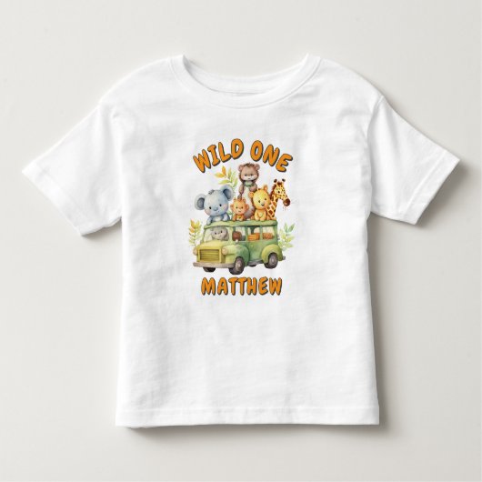Wild one safari dieren jongens verjaardag kinder shirts (Voorkant)