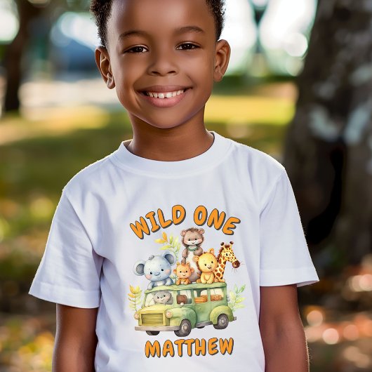 Wild one safari dieren jongens verjaardag t-shirt
