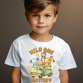 Wild one safari dieren jongens verjaardag t-shirt
