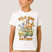 Wild one safari dieren jongens verjaardag t-shirt (Voorkant)