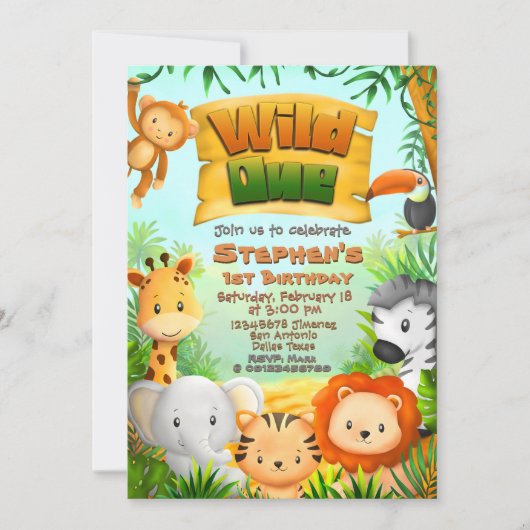 Wild One - Safari Dieren Kaart (Voorkant)